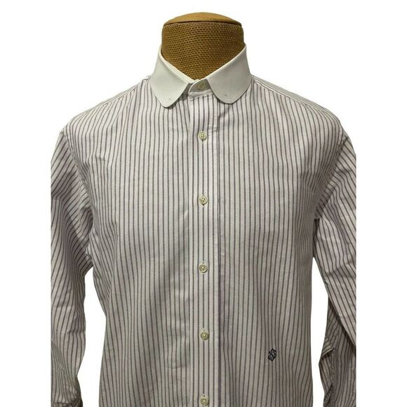 INDIVIDUALIZED SHIRTS Dress Shirt Purple White Contrast Eyelet Collar Size 16.5 - Picture 3 of 10